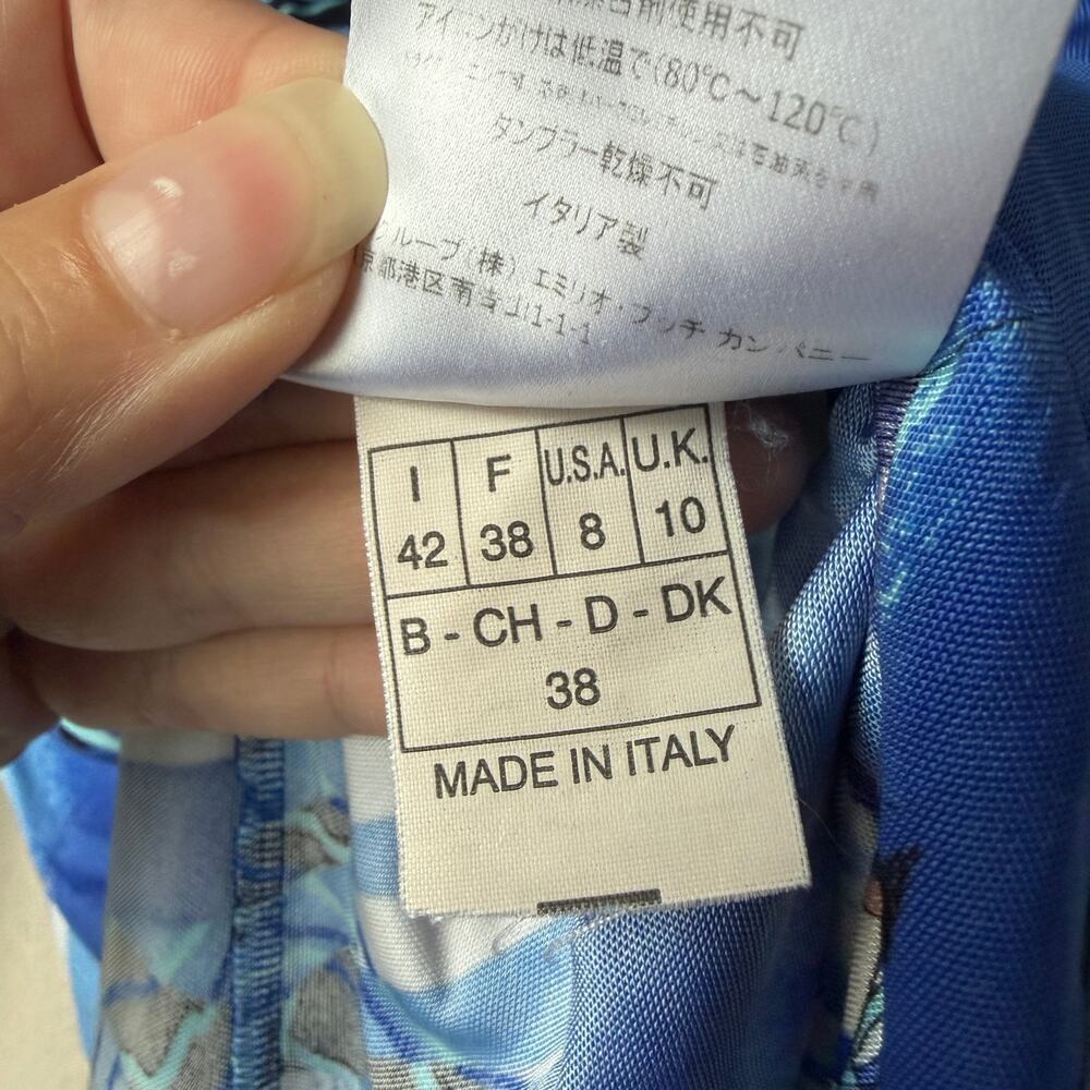 Emilio Pucci Vintage Blue Abstract Print V-Neck Blouse Size 8 - Picture 7 of 7